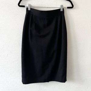 80s Christian Dior Vintage Black Wool Pencil Skirt 40 Made in Italy 25"W